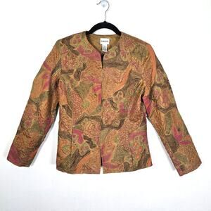 Chico's Embellished Jacket Small Bronze Multicolored Artsy Coastal Boho Chic